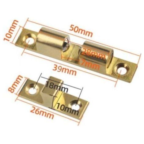 Cabinet Catch Door Closers Brass Door Ball Latch Double Ball Brass Latch Double Roller Latch for Cupboard Furniture Door Cabinet Latch Door Lock (4 Pcs) (1/4)
