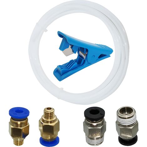 Tube de Bowden Blanc, Téflon de 3 m PTFE (2.0mm ID / 4.0mm OD) Filament de 1.75mm l'imprimante 3D + Tube De Tuyau Coupeur + Pc4-m6/m10 Rapide en Fitting (2P+2P) (1/5)
