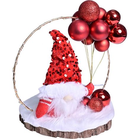 (XM-0036-Ornement de couronne de Père Noël 001) Décoration créative de couronne de Père Noël, base en bois, anneau en fer, ornement de Père Noël, décoration de Noël (1/2)