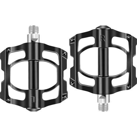 Pédales de VTT, pédales plates VTT, pédales plates universelles légères en alliage d'aluminium avec 16 rivets antidérapants et 4 roulements, adaptées aux vélos de route, BMX et VTT, 9/16 pouces. (1/5)