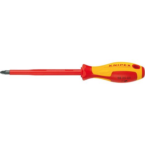 KNIPEX 98 25 02 Giravite per elettricisti per viti con impronta a croce Pozidriv® impugnatura isolante, in materiale bicomponente, collaudato VDE brunita 212 mm