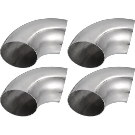 Tube De Coude D'Échappement 90° Lot De 4 Acier Inox SS304 Acier Inoxydable SS304, Diamètre Ext. 76mm, Épaisseur 1.2mm, Hauteur 6.3-16.3cm, Longueur Arc 185mm, Usage Universel (1/5)