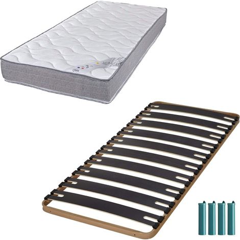 Matelas mousse + Sommier métal C310 90x190 Wave - Hauteur 19 cm - Soutien ferme (1/5)