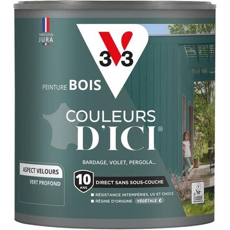 Peinture bois extérieur Couleurs d'Ici® V33 Vert profond Velours 0,5L