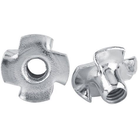Galvanized Carbon Steel Four-Claw T-Nuts for Woodworking (M6 x 50pcs) (1/2)