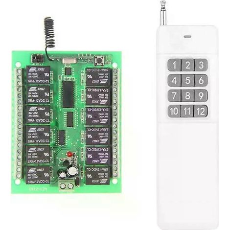 Système de télécommande sans fil RF 12 canaux 12 V CC 12 V 24 V, portée 3000 m, émetteur + récepteur 315/433 MHz - JXLGV (1/4)