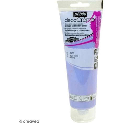 Peinture acrylique - PEBEO - DecoCrème - Bleu Iris - 120 ml - Finition Mat