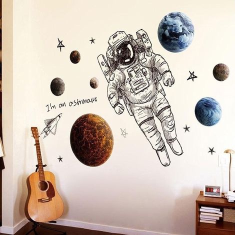 Sticker mural astronaute pour chambre ou salon - Papier peint (1/5)