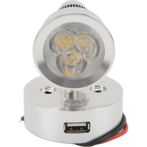 Lampe de chevet LED RV avec port de charge USB, interrupteur tactile, lumière dimmable 12V-24V pour voiture, bateau, camping-car, argent, éclairage intérieur pratique (1/5)