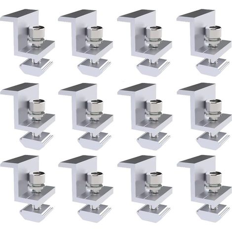 12 Pièces Support Panneau Solaire,Fixation Panneau Solaire en Alliage d'Aluminium Z Support de Montage de Kits avec Écrous et Boulons,kit panneau solaire pour caravane(40mm) (1/5)