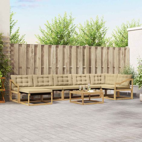 vidaXL Outdoor-Sofagarnitur 8 Stk. Weiß und Beige Massivholz Akazie (1/5)