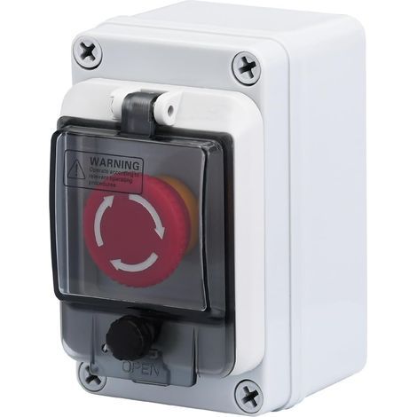 Bouton d'arrêt d'urgence avec boîte, interrupteur d'arrêt d'urgence, interrupteur à bouton-poussoir d'arrêt d'urgence, boîte étanche pour une utilisation en extérieur, IP67 660 V 10 A (1/5)