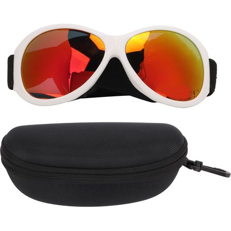 Lunettes de protection pour chien anti-vent et ajustables - Blanc et Rouge (1/5)