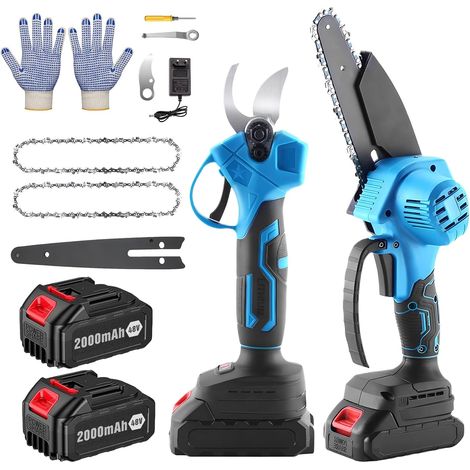 Coupe Branche Electrique,SéCateur éLectrique,Kit Tronconneuse A Batterie,2 Batterie 48v 2000mah,Viene Fornito Con Catena E Forbici. (1/5)
