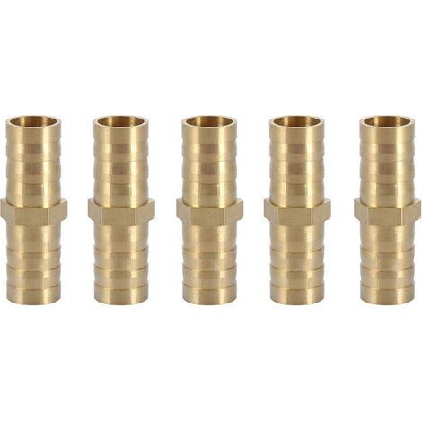 Connecteur Droit Barbelé, Adaptateur de Tuyau Droit Bidirectionnel Laiton Raccord de Tuyau Raccord de Jonction Tube Raccord 6/8/10/12/14/16/20mm(10mm 5pcs).