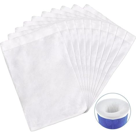 Lot de 10 chaussettes pour skimmer de piscine, filet filtrant pour panier de piscine, feuilles, mousse, élimine les scories, le pollen, les insectes (1/5)