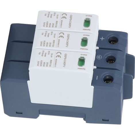 DC 40 kA 3P 600 V Überspannungsschutz, Solarmodul-Überspannungsschutz, feuerfestes Gehäuse, schnelle Entladung, Photovoltaik-Überspannungsschutzgerät (1/5)