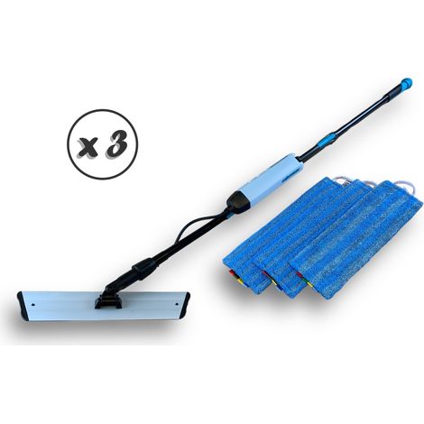 Balai réservoir Carabao velcro Manche ajustable Avec 3 franges 40 cm - Quantité x 3 - Balai à frange avec réservoir