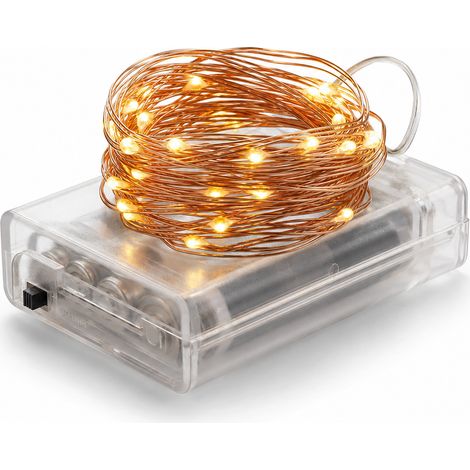 3 m Copper LED String Lights 30 Warm White Battery-Powered Lights (1/5)