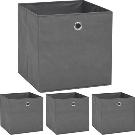 Boîtes de rangement, lot de 4, en tissu non tissé, 32 x 32 x 32 cm, grises
