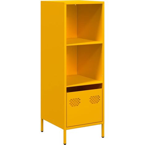 Maison La Vie - Buffet haut pour salon - Meuble de rangement jaune moutarde 35x39x103,5 cm acier bu1452