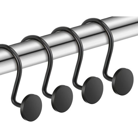 Schwarze Duschvorhanghaken, 12er-Set, Metall, Duschvorhangringe, moderne dekorative Muster