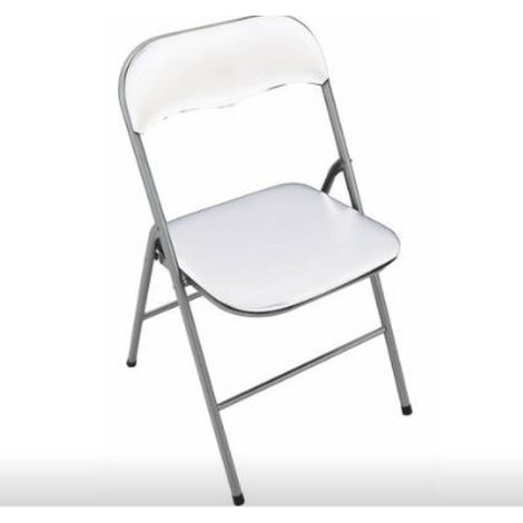 Faltstuhl weiß 44 x 45 x 79 cm mit gepolsterter PVC-Sitzfläche
