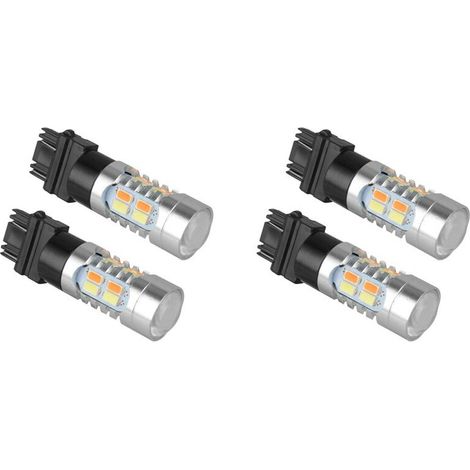 4 bombillas LED DRL 3157 de alta potencia, blancas/ámbar, para luces de estacionamiento, 20 SMD-5730, de doble color.