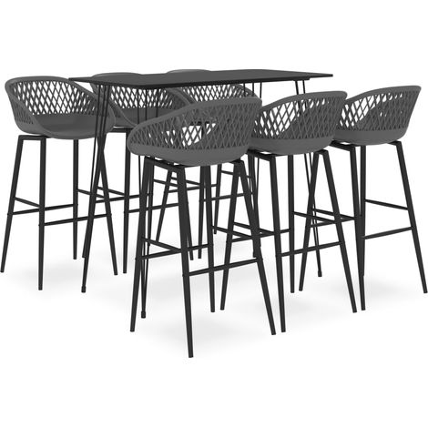 7-tlg. Bar-Set Schwarz und Grau