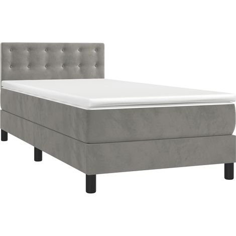 Sommier à lattes de lit et matelas Gris clair 100x200cm Velours vidaXL