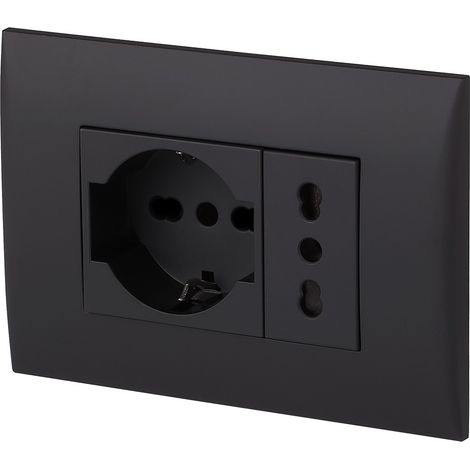 PLACCA PRECOMPOSTA 1 presa P40 + 1 biv. 10/16A - col.nero  - ELECTRALINE