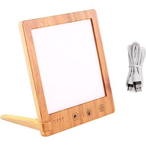Lampe de thérapie, sans UV, lumière solaire de 10 000 lux, lampe de poche élégante avec fonction de réglage automatique de la lumière chaude ou froide, lampe de nuit puissante, 4 fonctions de minuteri