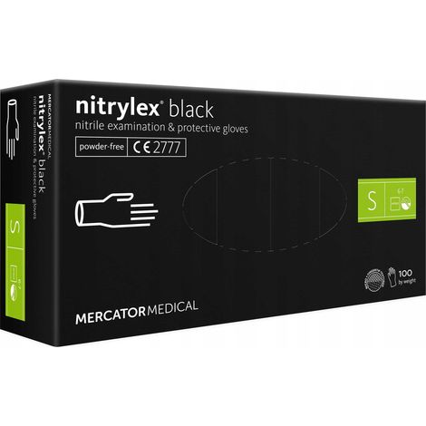 Guanti in nitrile 100 pezzi / Nero / Taglia: 7 - S / Nitrylex Nero (1/5)