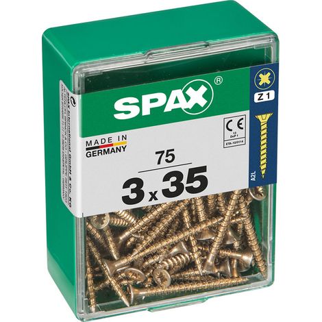 Boîte 75 Unités. Vis A Bois Spax Cab. Plat Yellox 3.0x35mm Spax (1/2)