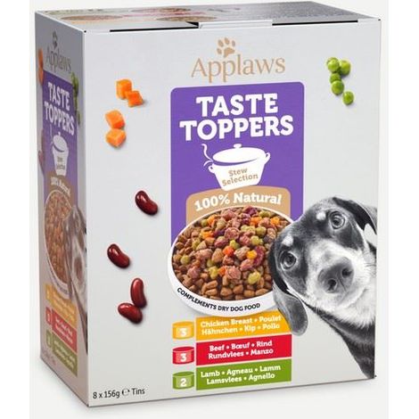 Applaws Taste Toppers Natural Wet Dog Food Stew Selection 8 x 156g Tins - 267124 (1/4)