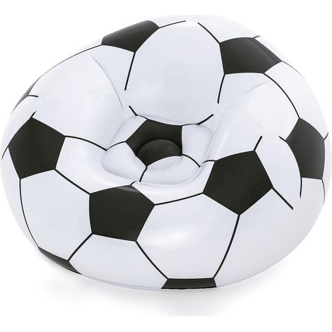Puf hinchable balón de fútbol blanco 1.12x66x1.14 m
