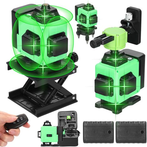 Eosnow Multifunktionales 16-Linien-Laser-Nivelliergerät, 3°, selbstnivellierende Maschine, wiederaufladbares Lithium-Batterie-Nivelliergerät, omnidirektionaler Boden-Wandaufkleber, Heimwerker-Werkzeug