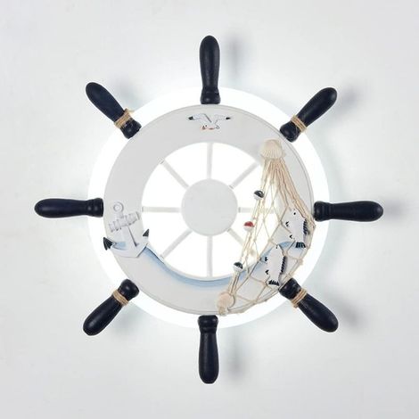 Nautique Marine Gouvernail Plafonnier Applique Pirate Marin Marine Navire Ajuster Navire De Guerre Volant Vitesse Lampe LED Filet De Pêche Corde De Chanvre Décor Pour Enfant Restaurant Ferme Hôt (1/5)