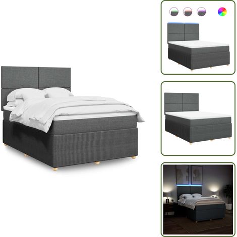 vidaXL Boxspringbett mit Matratze Dunkelgrau 140x200 cm Stoff (1/5)
