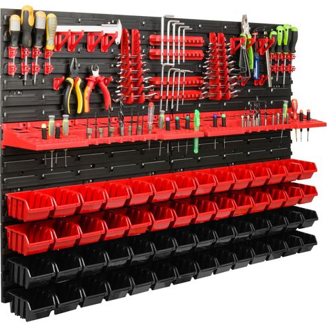 Panneau à outils d'atelier 115 x 78 cm + 56 plateaux (1/5)