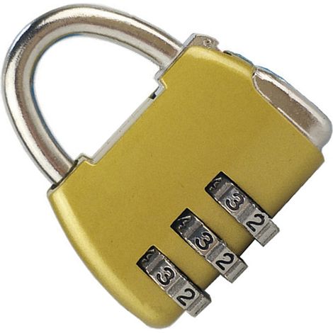 Cadenas à combinaison à 3 chiffres, cadenas de sécurité robuste en alliage de zinc pour valise, couleur or