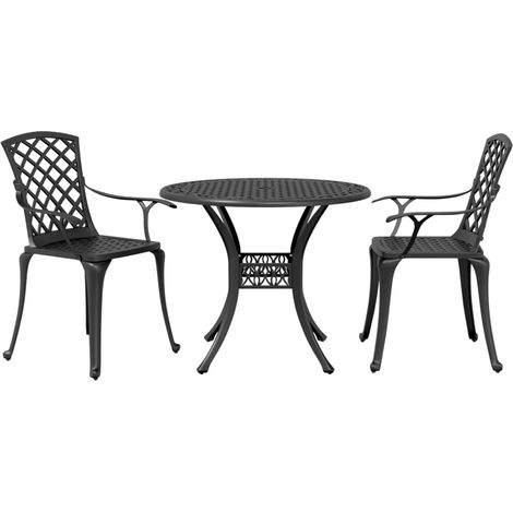Ensemble de bistro 3 pcs noir aluminium coulé (1/5)