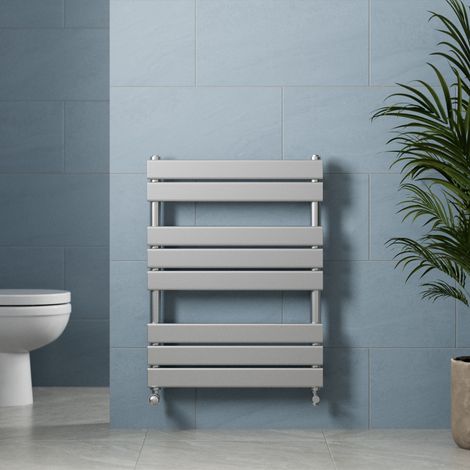 Chrome Flat Panel Heated Towel Rail Bathroom Radiator 800 x 600mm