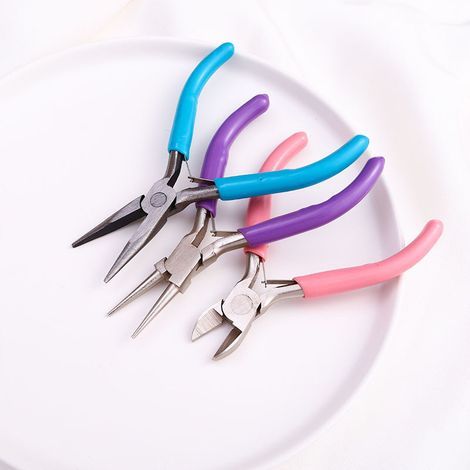 3 Pinces à Bijoux, Trousse Outils de Fabrication de Bijoux, Pinces à Becs Aiguilles Long de Chaîne, Coupe-fil (1/5)