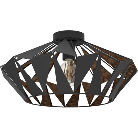 Plafoniera Vintage Carlton 6 Acciaio Nero 1 Luce E27