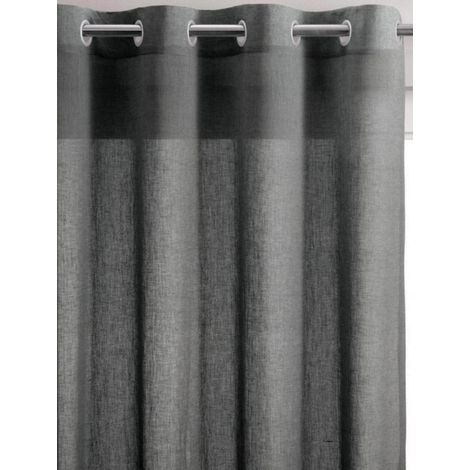 VIVARAISE - Rideau voile gris Zeff en lin-coton (140 x 280 cm) - Vivaraise