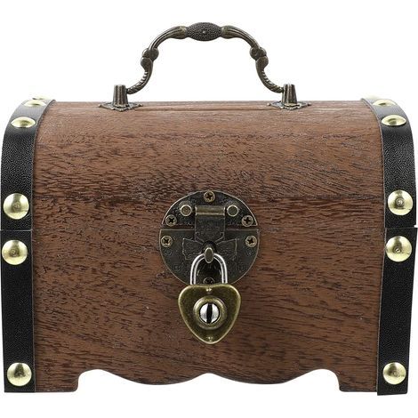 1 Schatztruhe, Holz und Metall, Schloss und Schlüssel, Vintage-Stil, Regaldekoration (1/5)
