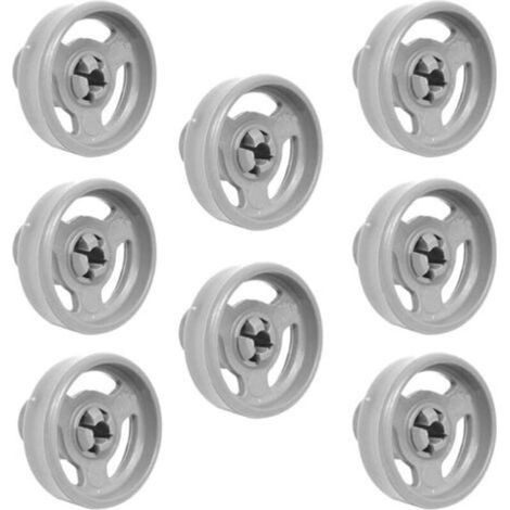 8 x Universal Lower Basket Wheels and Axles for Hotpoint/Candy/Ariston/Creda/Fisher & Paykel/Haier/Smeg/Kenwood/Indesit/Hoover Dishwasher C00094189 C00104638 C00056347 (1/3)
