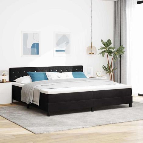 Cama tipo Box Spring con colchón Negro 200 x 200 cm Terciopelo (1/5)
