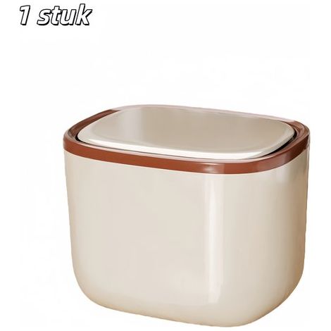 pièce - Prullenbak - Petite Prullenbak - Carré - Met deksel - Petit rangement Prullenbak - Convient pour la collecte des déchets dans la cuisine, la chambre à coucher et la salle de bain - Marron (1/5)